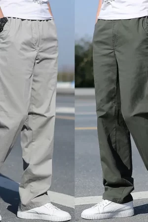 Men's Spring Summer Cargo Pants Cotton Work Pants New Overalls Large Size Relaxed Fit Jogger Gym Korean Loose Casual Trousers