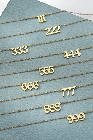 111 222 333 444 555 666 777 888 999 Necklaces For Women Men Gold Color Stainless Steel Angel Number Necklace Pendant Jewelry