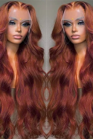 Reddish Brown Body Wave Lace Frontal Human Hair Wig 13x4 13x6 Transparent Lace Frontal Wig 4x4 Closure Glueless Wigs For Women