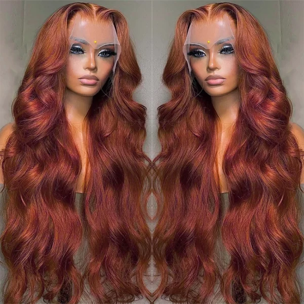 Reddish Brown Body Wave Lace Frontal Human Hair Wig 13x4 13x6 Transparent Lace Frontal Wig 4x4 Closure Glueless Wigs For Women