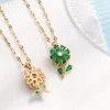 Light Luxury Sunflower Zircon Rotate Pendant Necklace Stainless Steel Chains Flower Choker Jewelry Party Gifts For Women Girls - Image 2