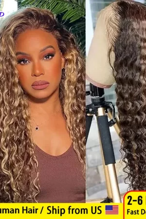 Highlight Deep Wave Frontal Wig 13x6 Hd Lace Brown Lace Front Human Hair Wigs 13x4 Glueless Wig Human Hair Ready To Wear Choice