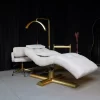 Unique design curved eyebrom lounger chair bed modern gold base aesthetic eyelashes salon massage bed for sale - Image 2