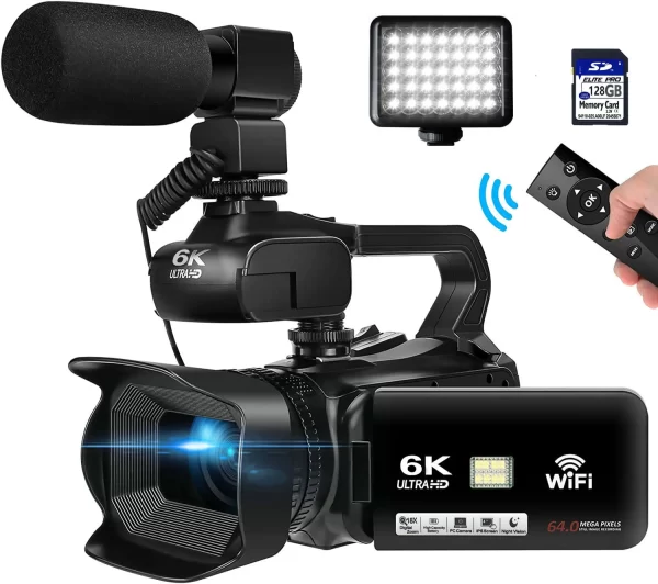 HD WIFI 6K Digital Camera 4.0 Touch Screen Video 270 Degree Rotation Night Vision 18X Digital Zoom