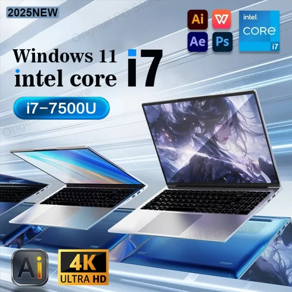 14.1" Windows 11 Intel Core i7-7500U Laptops 2025 Windows 11 laptop 12GB RAM 1TB SSD computer 1920*1080 HD Office Study Laptops