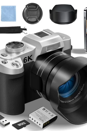 6K Digital Camera for Photography and Video Autofocus Anti-Shake 84MP YouTube Vlogging Camera 3'' 180° Flip Screen with Flash