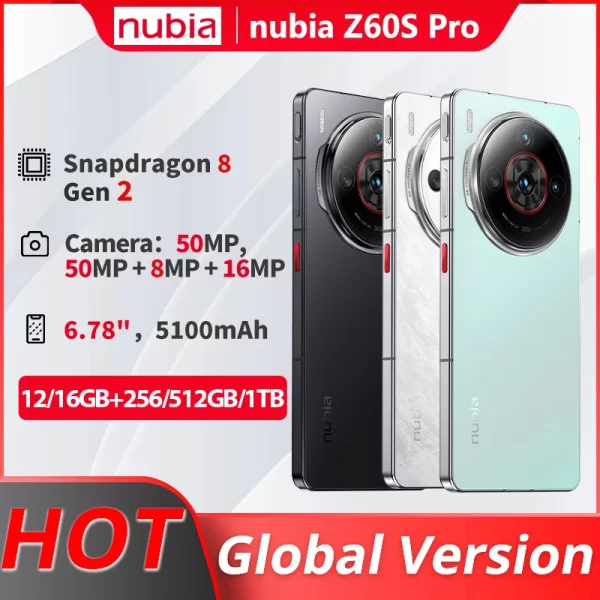 Global version Nubia Z60S Pro Smartphone Snapdragon 8 Gen 2 satellite communication AI Model NX725J