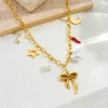 DIEYURO 316L Stainless Steel Heart Pearl Flower Cherry Pendant Necklace For Womens Fashion Trend Neck Jewelry Glamorous Gift - Image 2