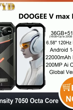 DOOGEE V Max Plus 5G Rugged Phone 36GB+512GB 6.58'' Android 14 Dimensity 7050 200MP Ai Camera 22000mAh NFC Smartphone