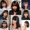 Short Bob Wig With Bangs Straight Hair Bob Wig Brazilian Human Hair Wig Remy 3X1 Lace Middle Part Wig for Black Women Bob Wig - Image 3