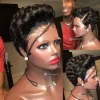 Pixie Cut Finger Wave Short Bob Wigs For Black Women Human Hair Ocean Wave Short Indian Human Hair Wig 13X4 Lace Front wigs - Image 2