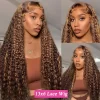 Highlight Ombre Lace Front Wig Human Hair Curly Wigs Brazilian Honey Blonde Kinky Curly Wigs PrePlucked For Women HD Lace Wigs - Image 3