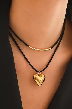 YWZIXLN Trend Elegant Jewelry Big Heart Pendant Necklace Golden Color Unquie Women Fashion Necklace Wholesale N0435