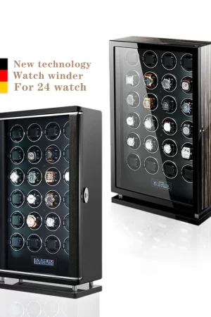 New Black Watch Box Automatic 24 Watch Slots Double Watch winder with Fingerprint Watch Display Box