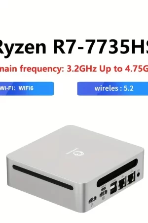 Genmachine AMD 7735HS LPDDR5 16G 6400Mhz Mini PC Windows 11 Ryzen WiFi 6 Gaming PC Display Diy Gaming Computer Gamer Pc