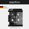 IBBETON Luxury Automatic Watch Winder Mabuchi mute motor 1 2 4 6 Wood Vertical Quad Rotator with AC Power watch box LED Lights - Image 5