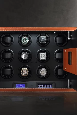 Fully automatic winding winder 12slot key + password unlock security performance watch safe