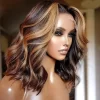 Short Women's Ombre Highlight Wigs Bob Human Hair Wig Hd Lace Body Wave Lace Front Wig Glueless Brazilian Wigs On Sale For Women - Image 2