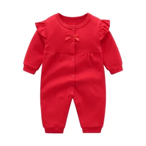 Full Moon Baby Clothes Set, Red Jumpsuit, Newborn Bottoming Romper, Children's Clothes, One Year Old, Princess, Autumn