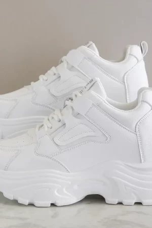 White Platform Shoe Women Sneakers 2024 The New Lace-Up Thick Bottom Vulcanize Shoes Woman Breathable Sports Shoes Ladies