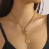 DIEYURO 316L Stainless Steel Heart Pearl Flower Cherry Pendant Necklace For Womens Fashion Trend Neck Jewelry Glamorous Gift - Image 3
