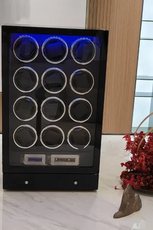 IBBETON Watch Winder Automatic Fingerprint Unlock Automatic Watches Boxes With LCD Touch Screen Wooden Watch Storage Safe Box