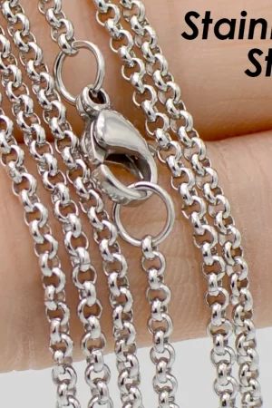 20 PCS Stainless Steel Necklace for Women Wholesale 16 18 20 22 24 30 INCH 2mm 2.5mm 3mm Rolo Chain Necklaces for Jewelry Making