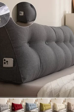 1PC Triangular Wedge Pillow Headboard Pillow Large Bolster Bed Rest Backrest Support Bolster Cushion with Removable Cover