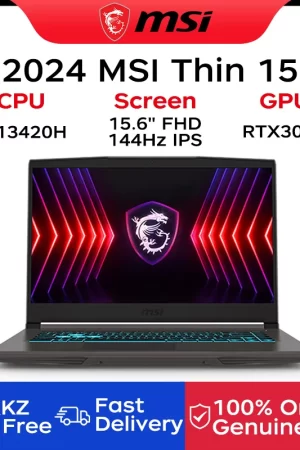 2024 MSI Thin 15 Gaming Laptop 15.6 Inch 2.5K FHD 144Hz IPS Screen Notebook i5-13420H 32GB 1TB RTX3050 Gaming Netbook Computer
