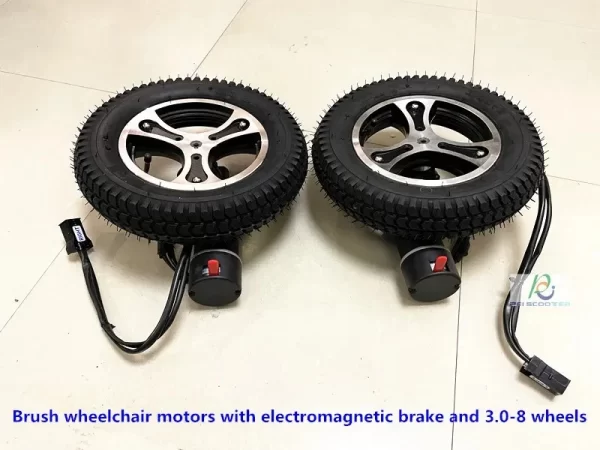 Brushed geared wheelchair mobility scooter robot dc motors with electromagnetic brake and 3.0-8 wheels PEWM200W