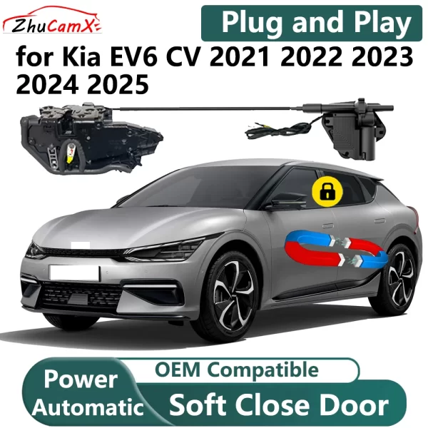 ZhuCamX for Kia EV6 CV 2021 2022 2023 2024 2025 Car Electric Soft Close Door System Power Closing Door Latch Lock Plug and play