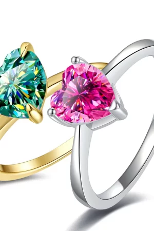 Pink Heart Diamond Ring 1-2ct Shining Moissanite with Certificate 100% Passed Diamond Test S925 Silver Jewelry Ring Gift