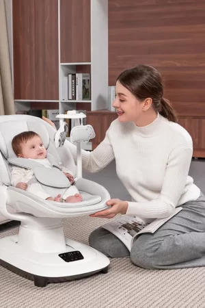 Baby Rocking Chair Portable Electric 360° Seat Rotation Newborn Electric Cradle Adjustable Backrest Baby Rest Chair