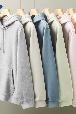 DUKEEN Casual Hooded Shirt for Men Winter Ticken Solid Color Loose Basics Fleece Hoodies Long-Sleeve Sweatshirt Men's Clothing