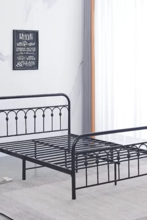 Customized Metal Bed Frame Queen Size with Vintage Headboard Storage Bed Platform Base Iron Bed Frame