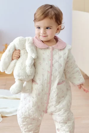 Dave Bella Baby Jumpsuit Newborn Creeper Autumn Winter Girl's Baby Floral Print Romper Casual Comfortable Cute Warm DB4254097