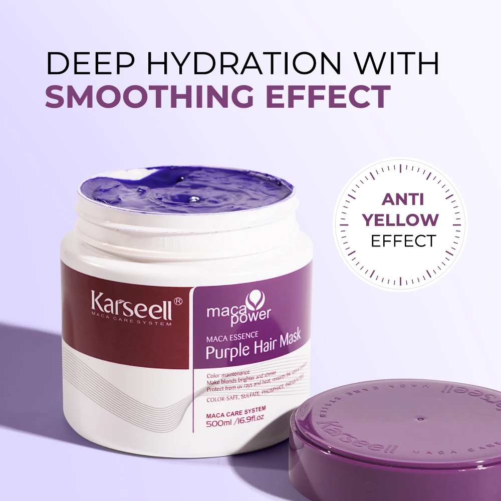 Karseell Purple Hair Mask 100ml/500ml Professional Neutralizes Brass Yellow Tones For Blonde Silver Gray Highlighted Hair - Image 3