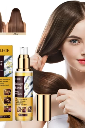 Collagen Hair Oil For Dry Damaged Hair - Nourishing Treatment To Reduce Breakage & Split Ends, Adds Shine & Softness