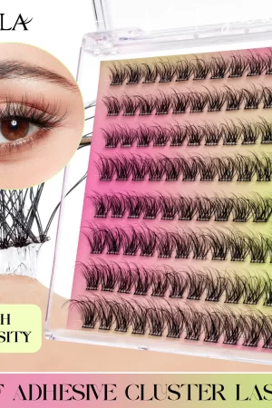 VYRILA Self Adhesive Cluster Lashes Glue-Free DIY Individual Eyelash Extension Natural Soft Lashes No Glue Needed Segmented Lash