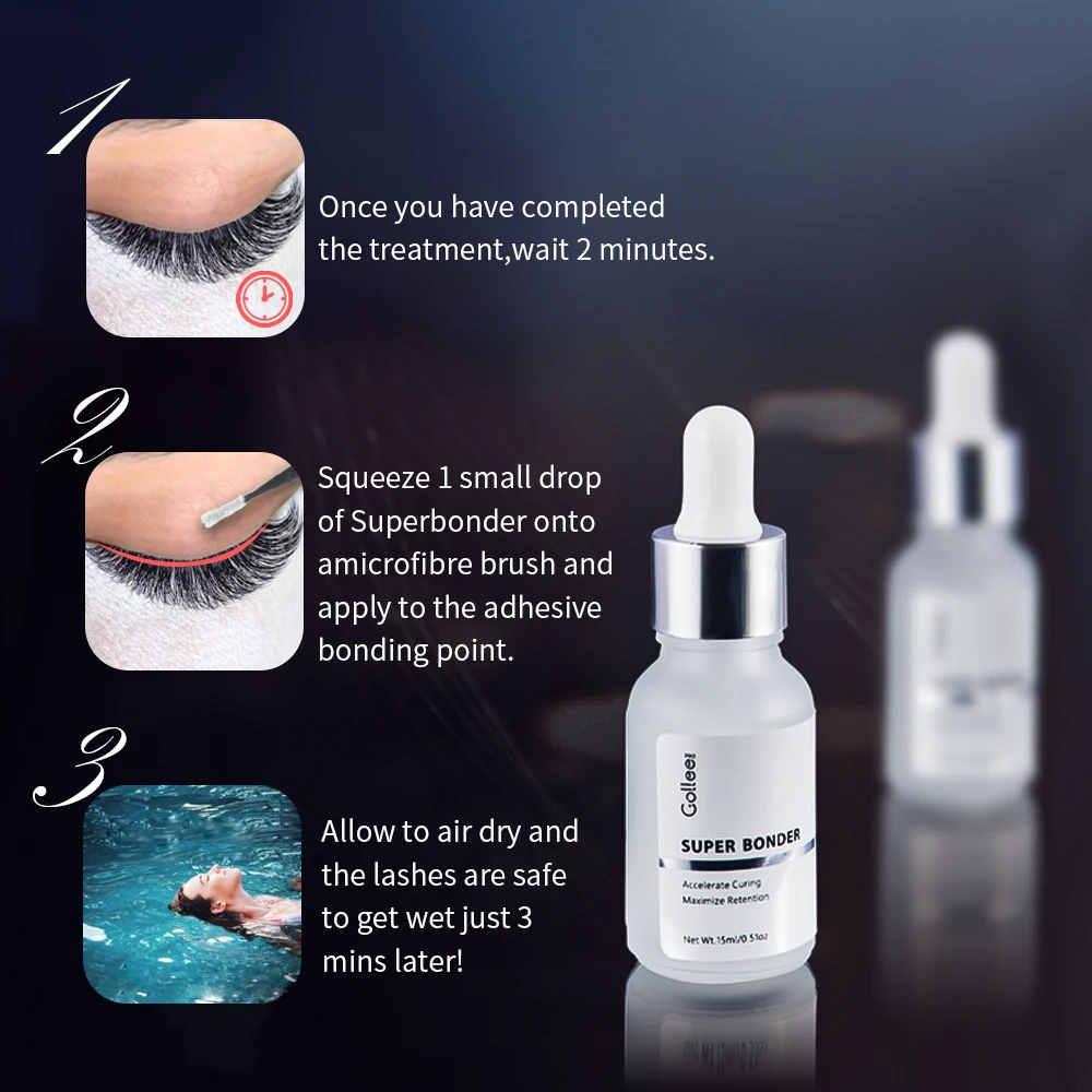 Gollee Super Bonder Extension Lashes for all Eyelash Extension Bonder Improve durability Fixing Agent Help adhesive for Eyelashe - Image 3