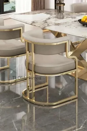Luxury golden Dining Chairs wrought Iron Backrest Armchair Kitchen Modern Dining Room Furniture Home Bedroom Salon Makeup Chair